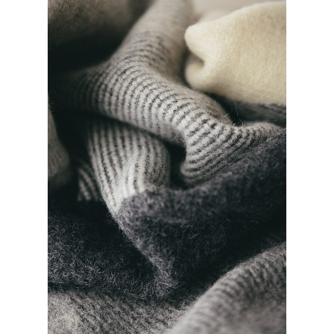 Eco Wool Grey Check Blanket