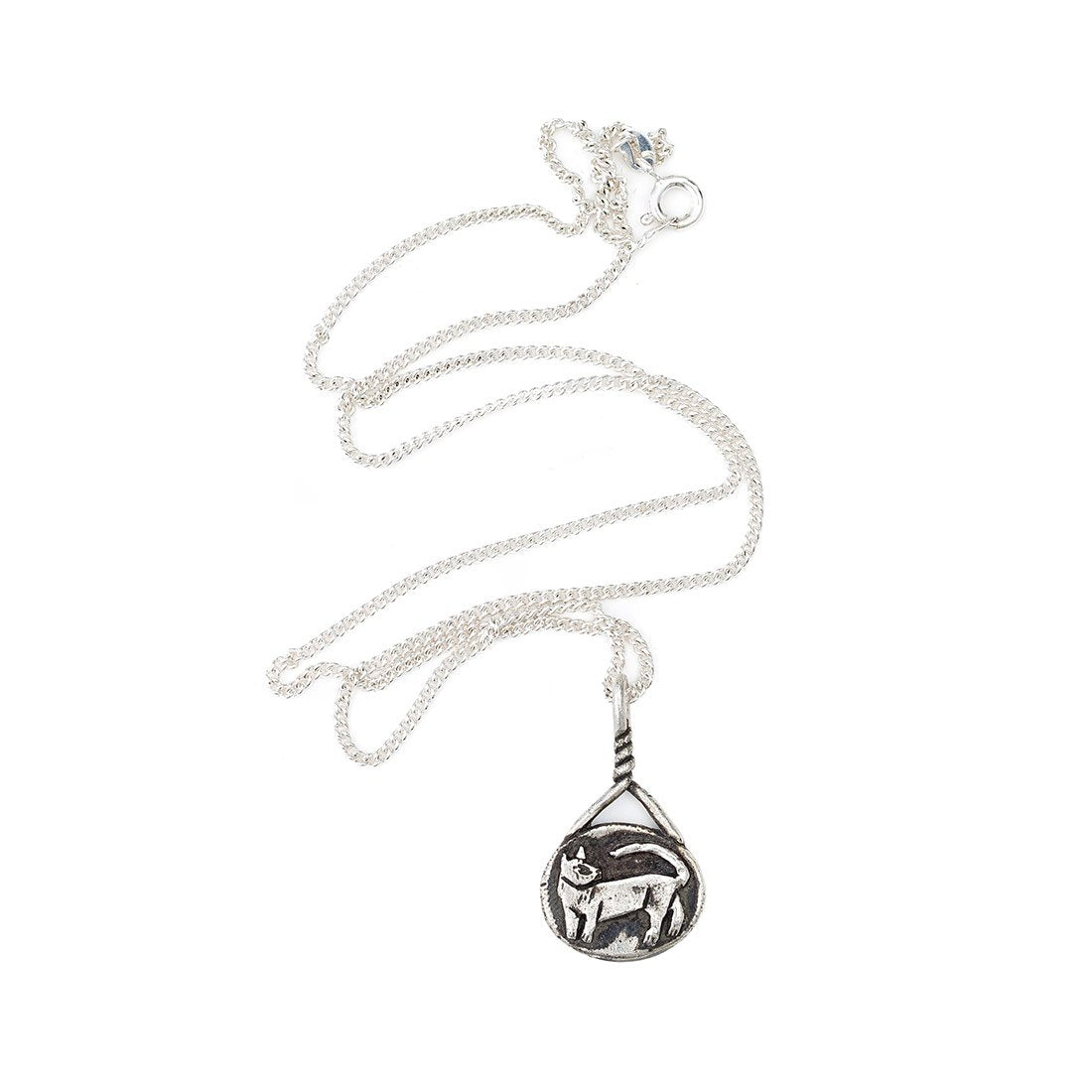Silver Cat Amulet Necklace
