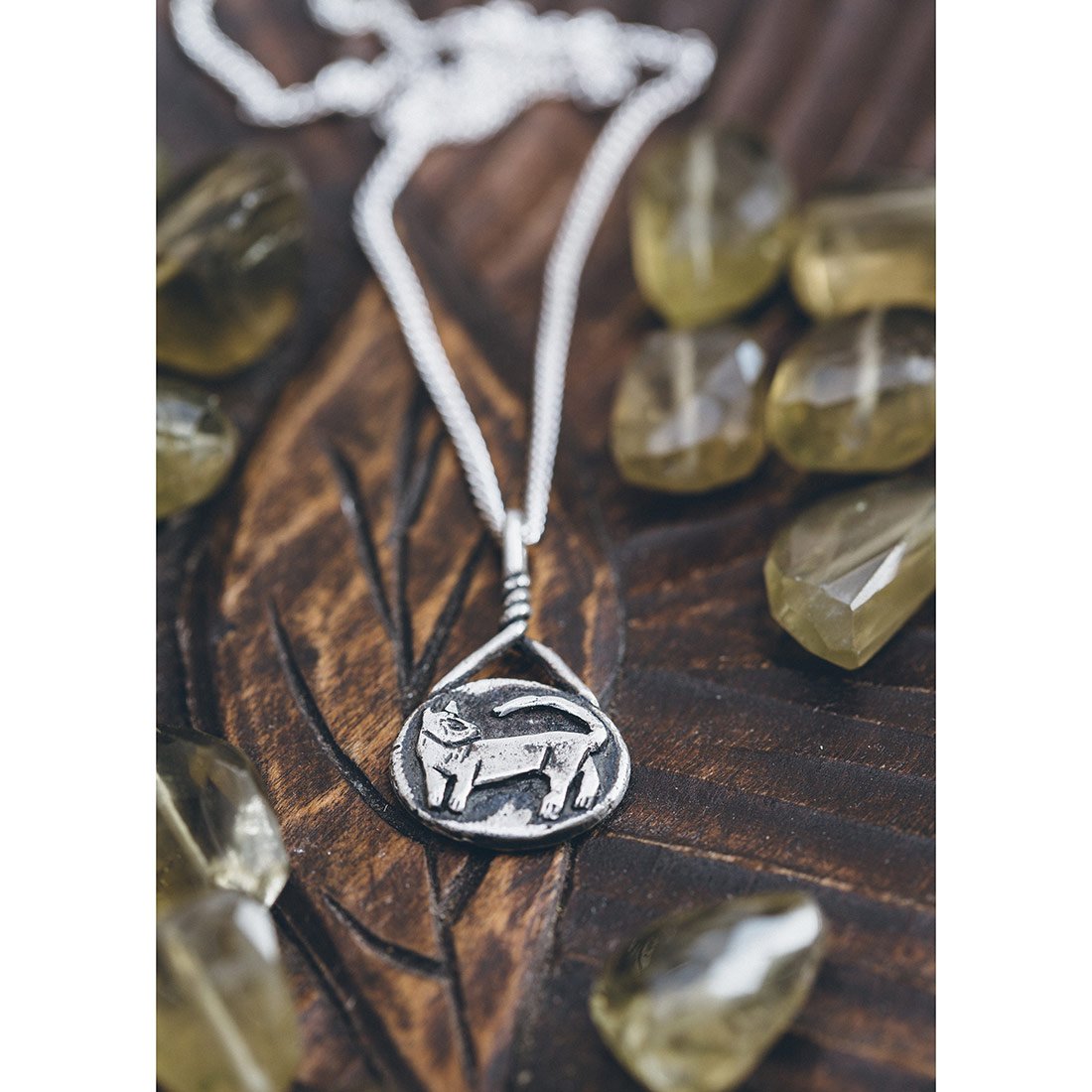 Silver Cat Amulet Necklace