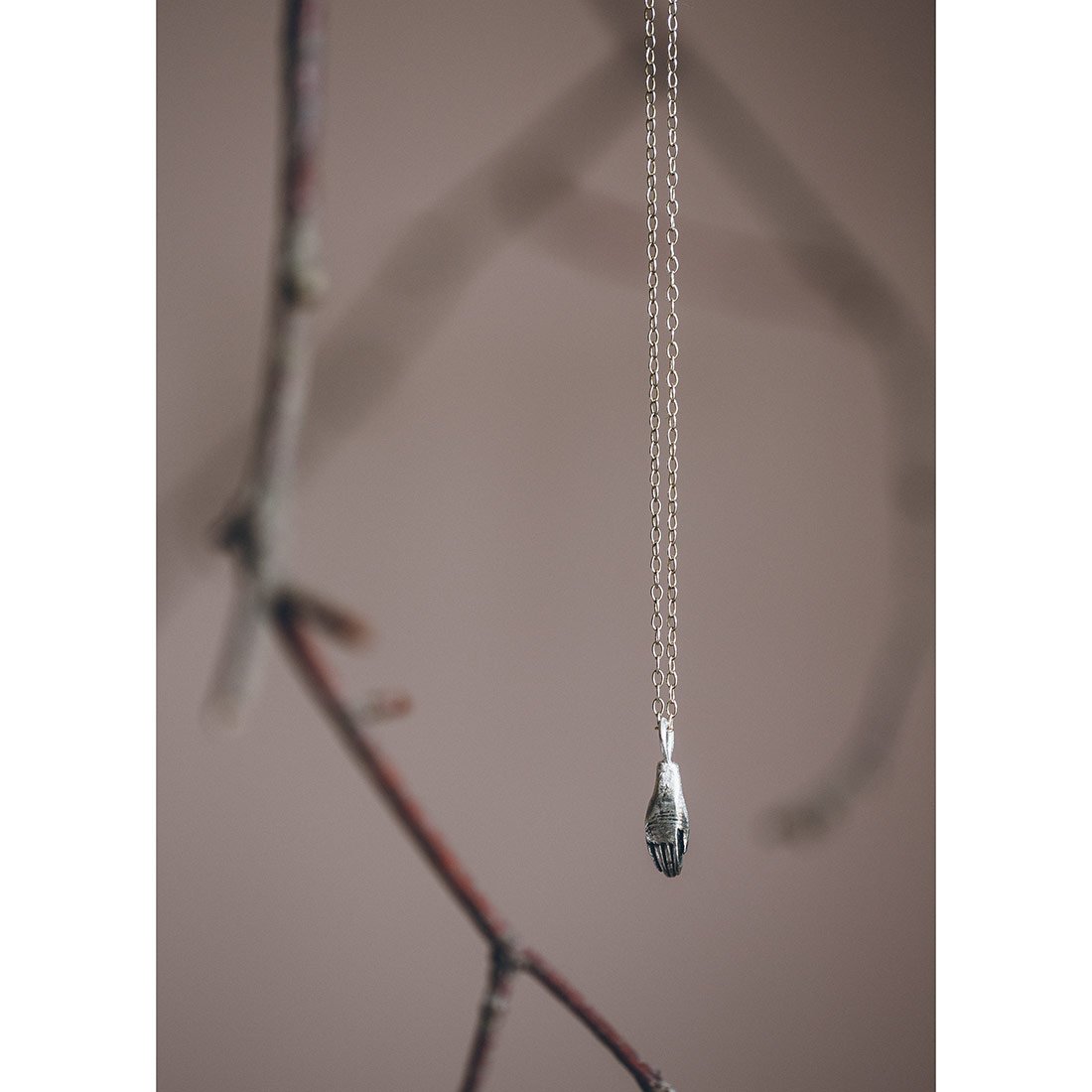 Tiny Silver Hand Necklace